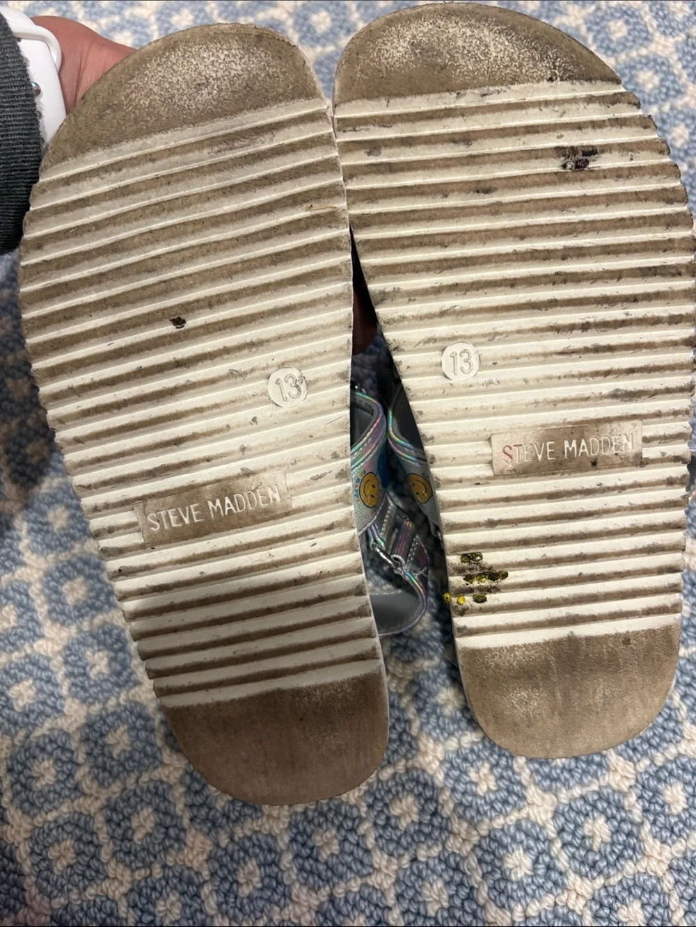 Steve Madden Kids Silver Sandals with Colorful Graphics
